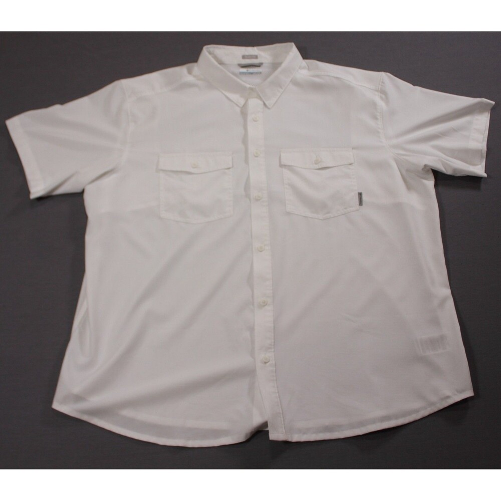 Columbia Shirt Men White Vented Regular Fit Short Sleeve Fishing XXL